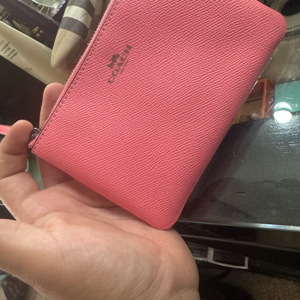 Coach Pink Leather Wallet Compact Design
